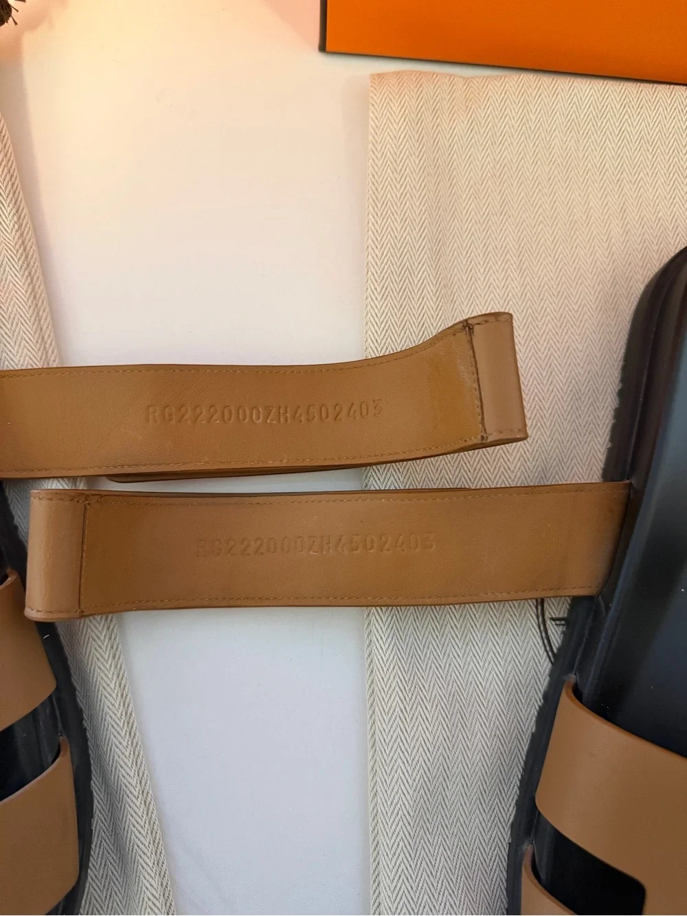 Hermes Men's Tan Leather 'Chypre' Slide Sandals